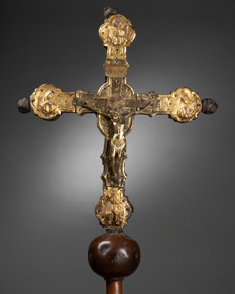 CROIX PROCESSIONNELLE DU XIVème (14e) SIECLE DE LOMBARDIE, Italie, réalisée sur une âme – Image 2