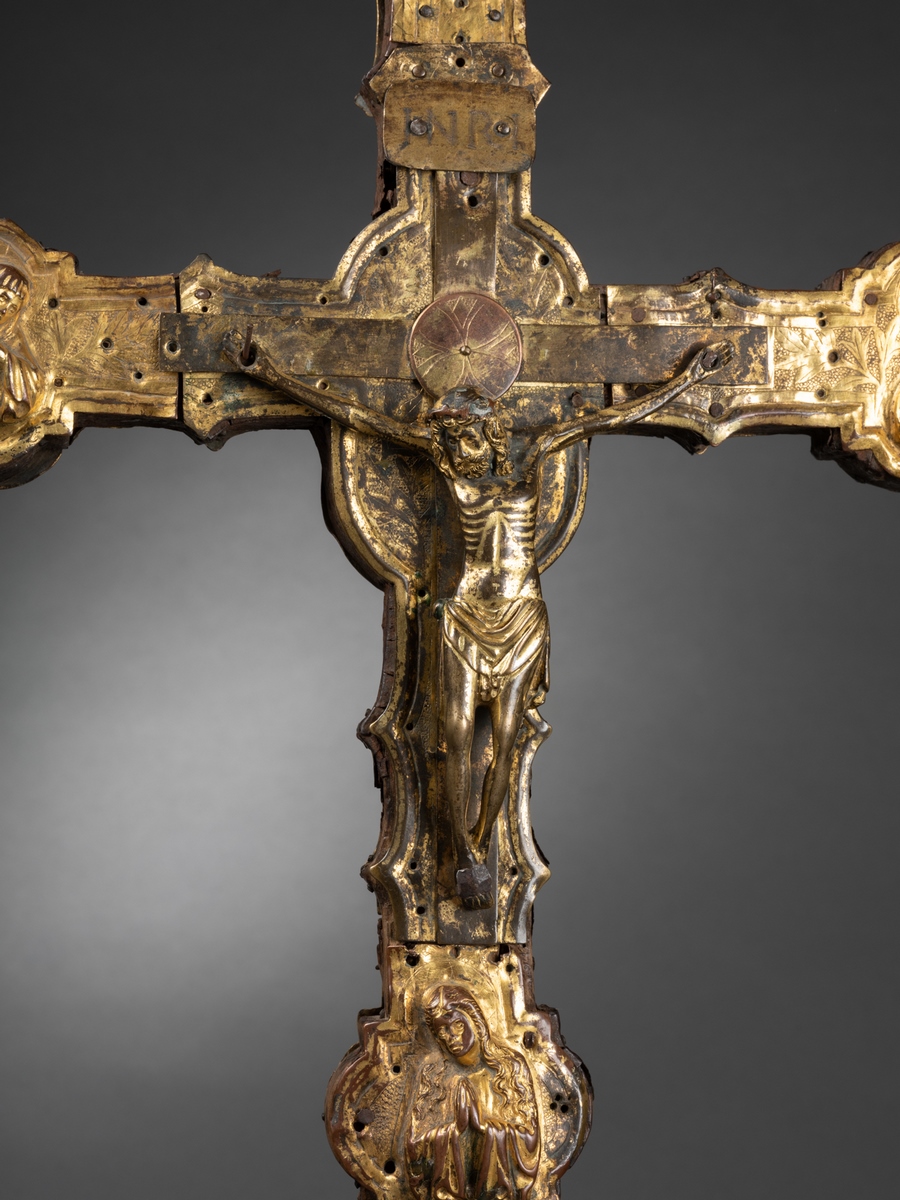 CROIX PROCESSIONNELLE DU XIVème (14e) SIECLE DE LOMBARDIE, Italie, réalisée sur une âme – Image 3