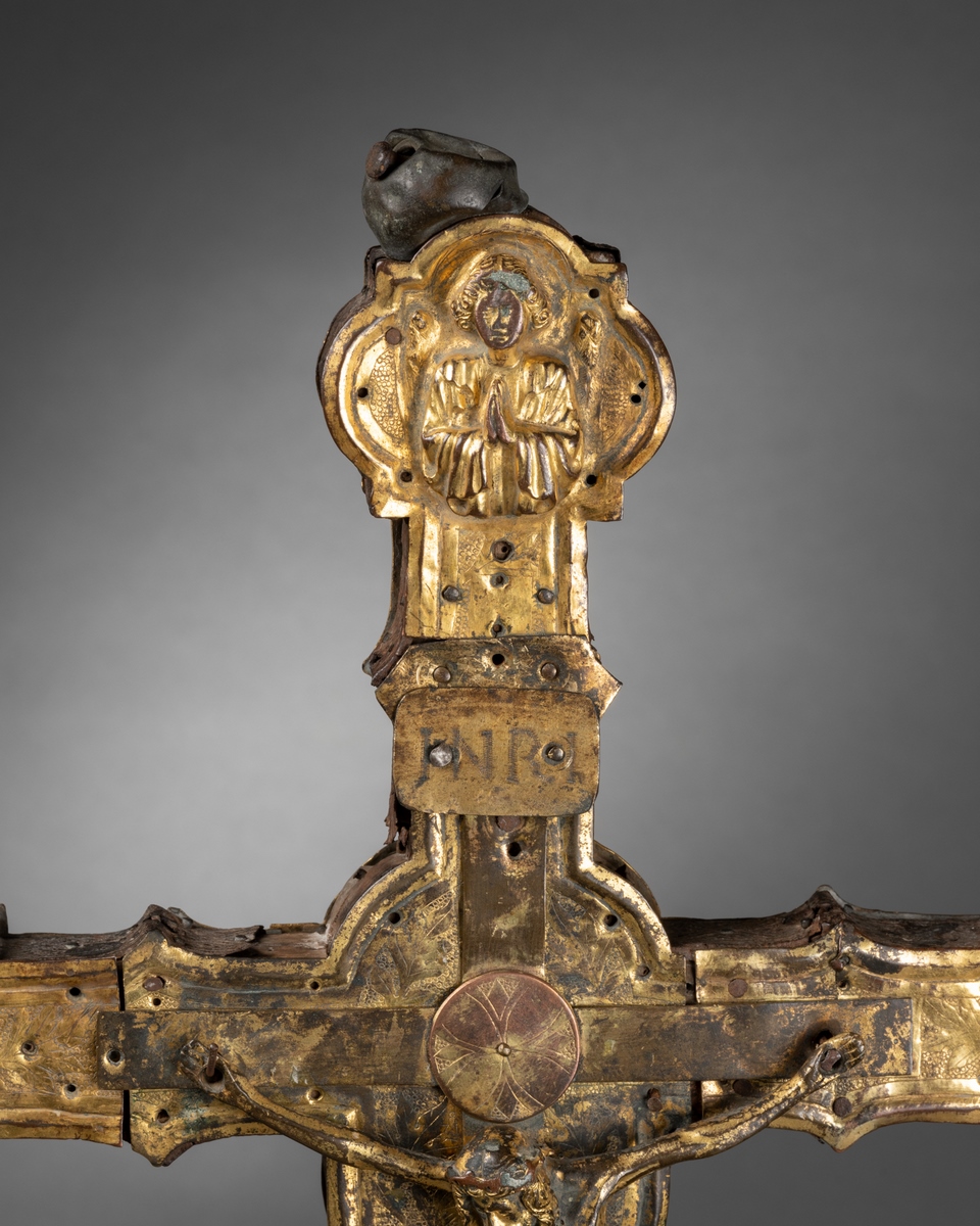 CROIX PROCESSIONNELLE DU XIVème (14e) SIECLE DE LOMBARDIE, Italie, réalisée sur une âme – Image 7