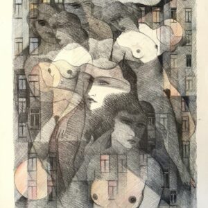 Colette BITKER (Né en 1929)  Composition surréaliste