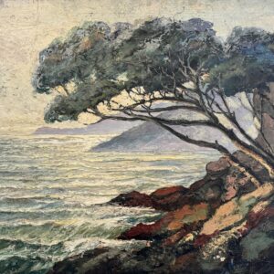 Charles MELIKOFF (XXème siècle)  Paysage méditerranéen aux pins