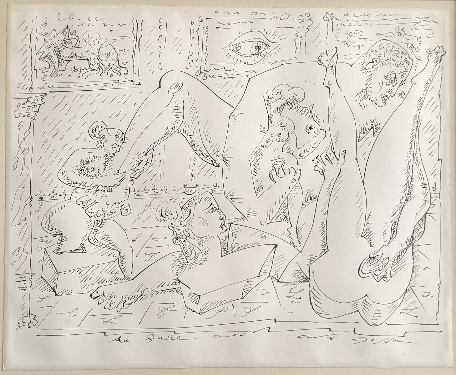 André MASSON (1896-1987). « Groupe d'un musée secret ».1970.