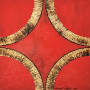 Bernard AUBERTIN (1934-2015)  Dessin de feu sur table rouge,2007