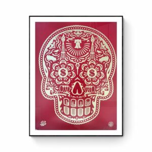 Shepard FAIREY (Né en 1970)  Glory of the Day of the dead skull HPM Red