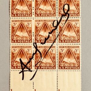 Andy WARHOL (1928-1987), D’après.   Sans titre. Marqueur noir sur planche de timbres de 3 cents United States Postage 1848-1948.