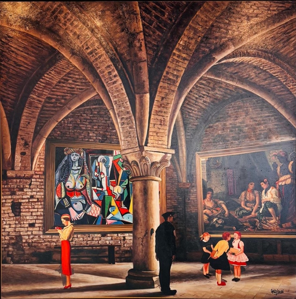 GULLY (Né en 1977) Children meet Picasso and Delacroix, 2016.