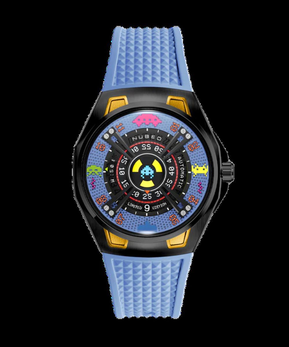 SPACE INVADER. Montre bracelet à mouvement automatique, trois aiguilles et cadran Date.