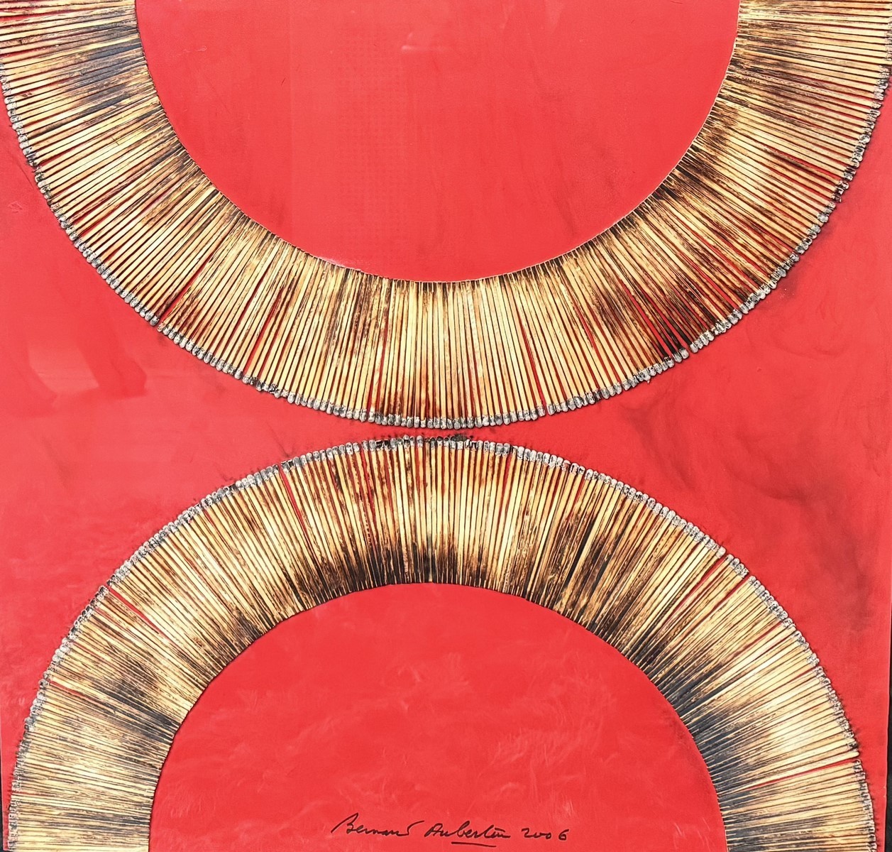Bernard AUBERTIN (1934-2015) Dessin de feu sur table rouge,2006