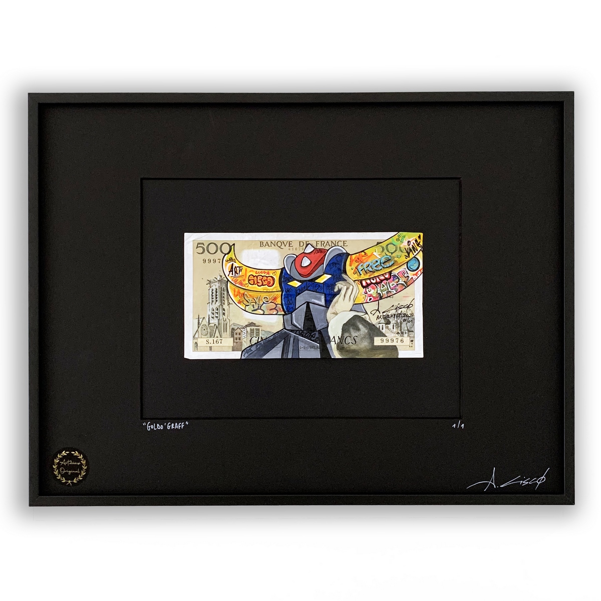 CISCØ (Né en 1979) GOLDO GRAFF 2023Acrylique sur billet de banque.