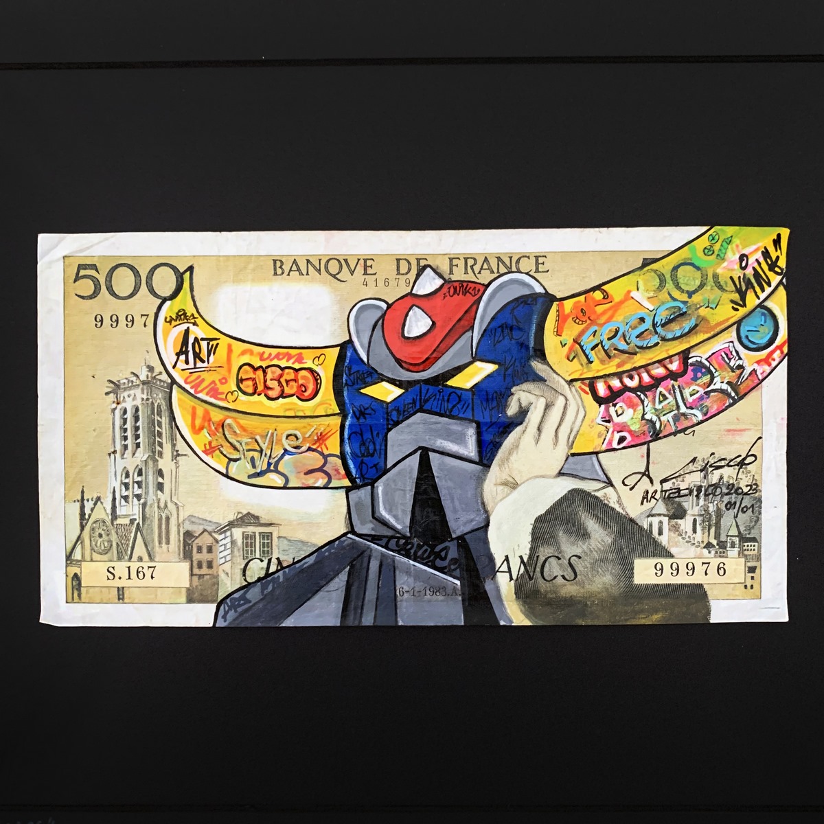 CISCØ (Né en 1979) GOLDO GRAFF 2023Acrylique sur billet de banque. – Image 2