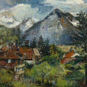 René CLAROT (Anderlecht 1882-Ixelles 1972), école belge   Paysage de montagne à Niesen-Thunersee,1942