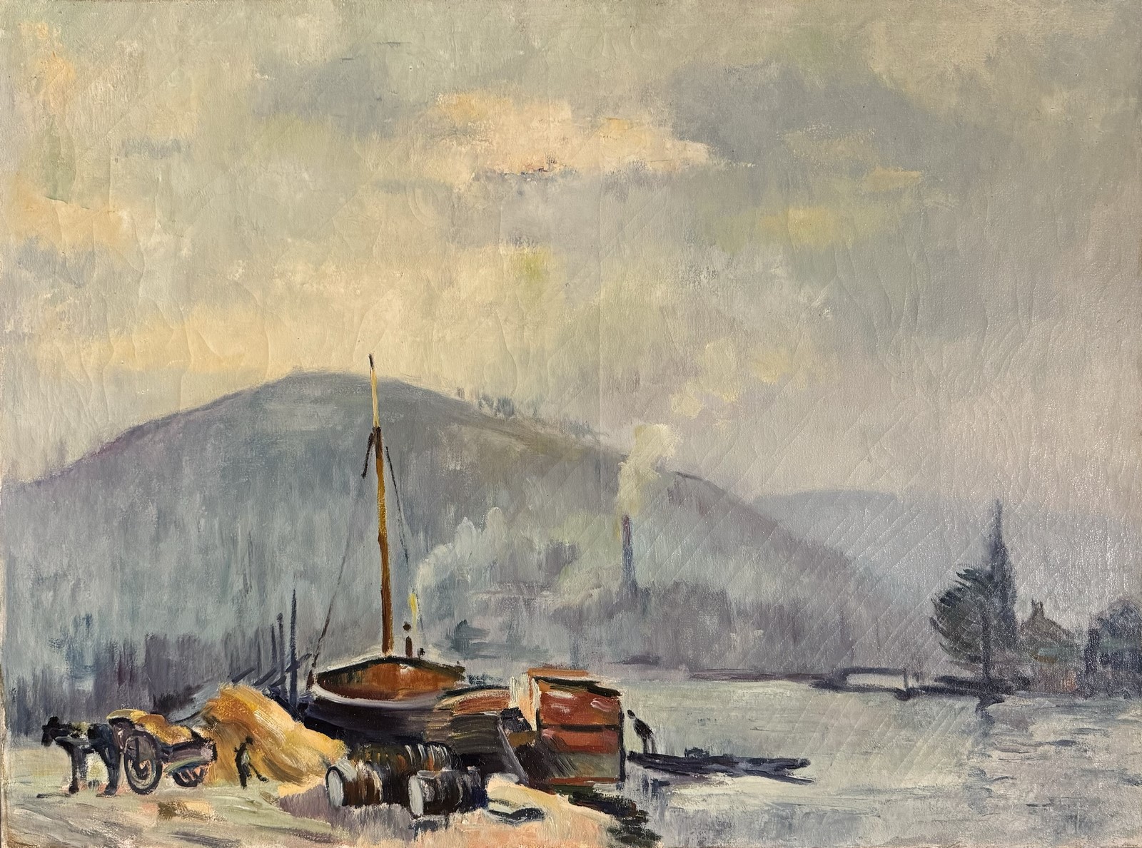 Robert-Antoine PINCHON (1886-1943) La cote Sainte-Catherine et les quais de Paris à Rouen.