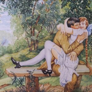 Boris Mikhajlovic KUSTODIEV (Astrachan, 1878 - Saint-Pétersbourg, 1927) Les amoureux, 1927.