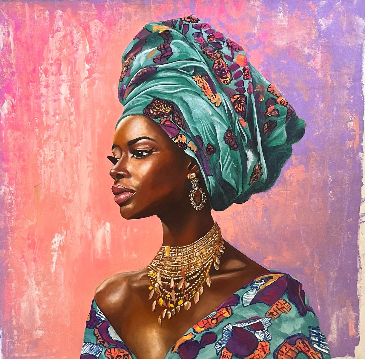 Ansou NIABALY (XX-XXI) Grace in Vibrant Hues, 2023.