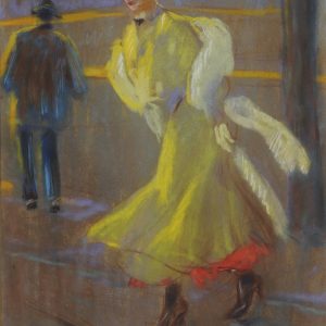 Louis FORTUNEY (1878-1950) Elégante à la robe jaune, circa 1915