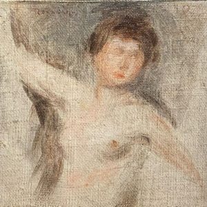 Pierre-Auguste RENOIR (1841-1919) Femme nue en buste (Portait supposé de Mademoiselle Amélie Diéterle ), circa 1895.