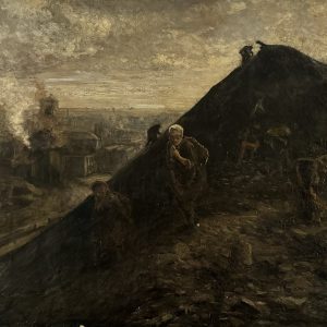 Pierre PAULUS (1881-1959), Attribué à.  Les hauts fourneaux en activité en bord de Sambre.