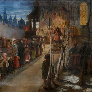 Sergej Michaijlovic KOLESNIKOV (1889-1952), Attribué à.  La procession.