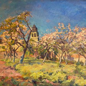 Eugène VAN MIERLO (1880-1972), Ecole belge  Pommiers en fleurs,1943.