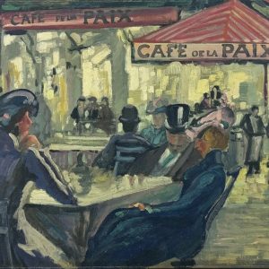 Constantin KOROVIN (1861-1939), Attribué à.  Rue de Paris animée la nuit.