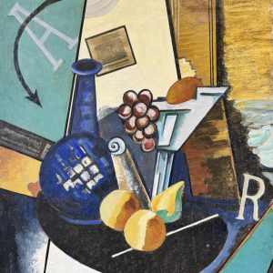 Alexandra EXTER (1882-1949), Attribué à.  Composition aux fruits et la bouteille.