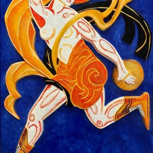 Alexandra EXTER (1882-1949), D’Après Personnage de théâtre.  Bas-relief en bronze émaillé, fonte d’édition posthume porte au dos le cachet « Reproduction, 1998 ».