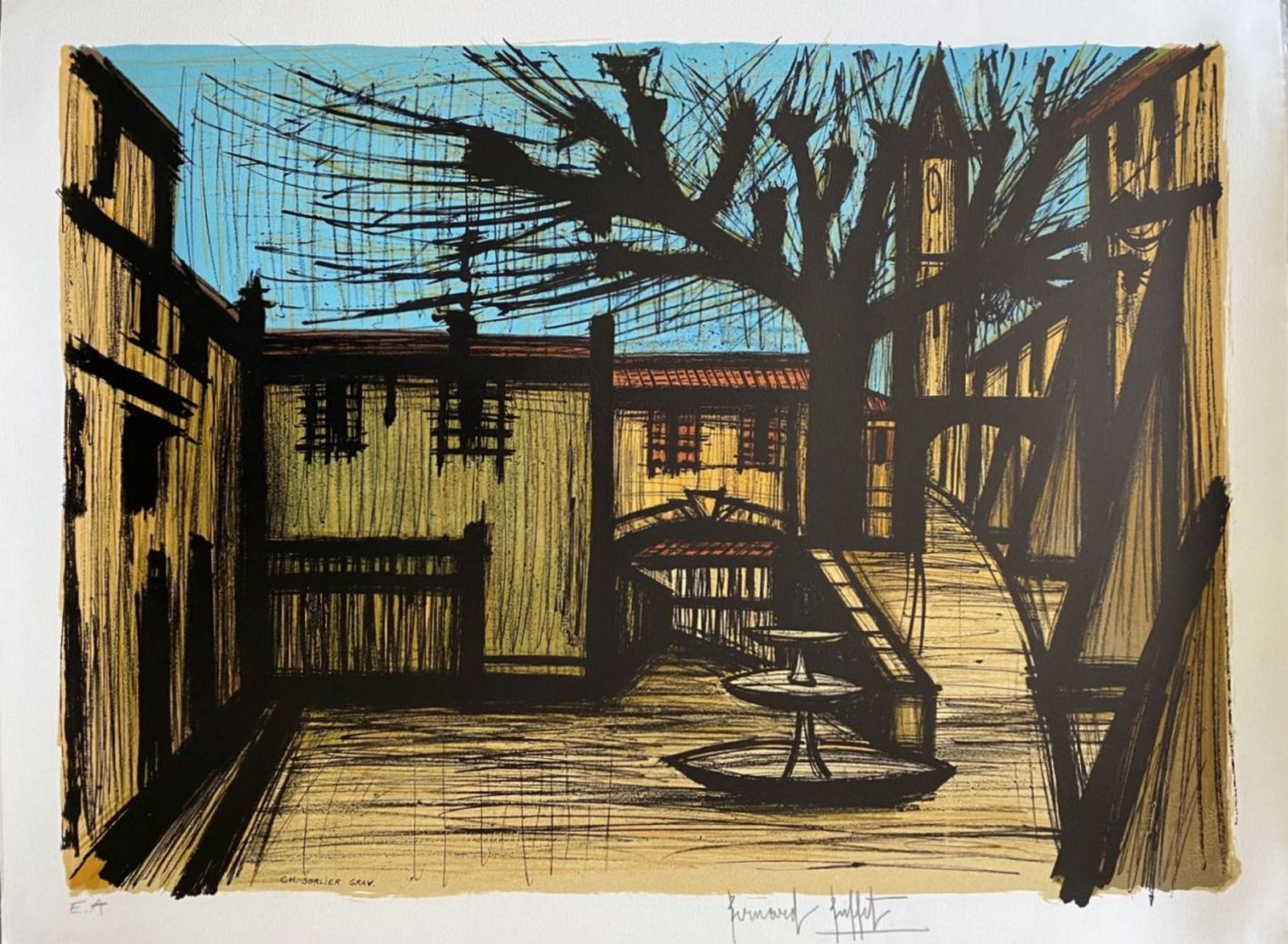 Bernard BUFFET (1928-1999) - La place, décor du premier acte de Carmen, 1981.