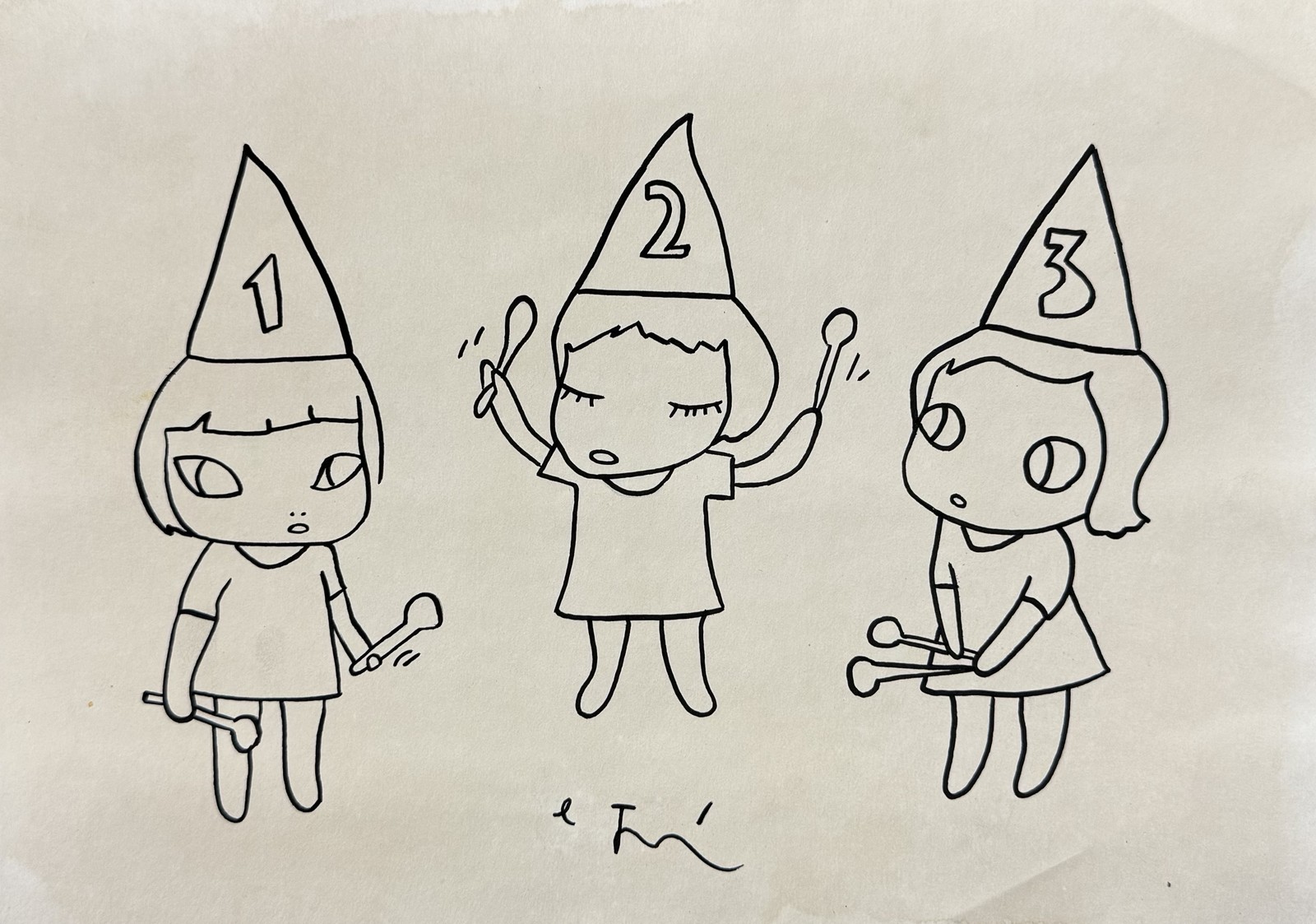 Yoshitomo NARA (Né en 1959), Attribué à. « 1.2.3 ». Circa 2000.