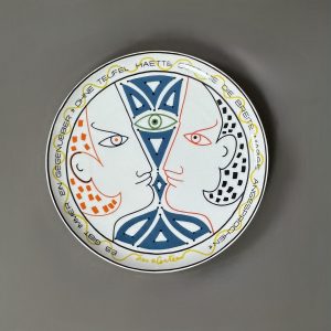 Jean COCTEAU (1889–1963)  Es gibt immer ein Gegenüber: 'Ohne Teufel hätte Gott nie die breite Masse angesprochen'. Rosenthal-Künstlerteller Nr. 2.