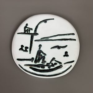 Pablo PICASSO (1881-1973)  « Scène de plage (fond blanc) ». 1956.