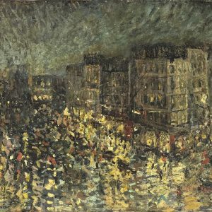 Konstantin Alexeievitch  KOROVIN (1861-1939),Attribué à.   Les Grands Boulevards de Paris animée la nuit.