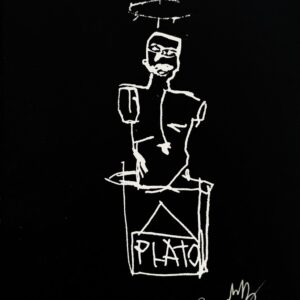 Jean-Michel BASQUIAT (1960-1988), d'Après. Plato, circa 1982.   Lithographie sur papier BFK Rives noir . Signé en bas à droite, numéroté AP 6/10 exemplaires.