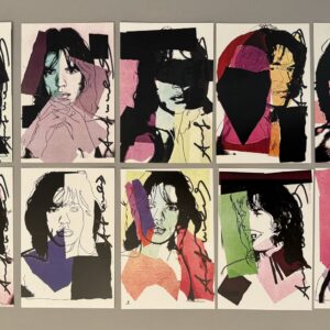 Andy WARHOL (1928-1987) D'APRÈS. Composition de 10 tirages photographiques sur papier glacé de la série "Mike Jagger, 1975", Castelli Graphics New York & MM MMultiples Inc. NY.