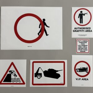 BANKSY (Né en 1974), D'APRÈS.  Ensemble de 6 stickers dont 3 édités sur papier Fasson.