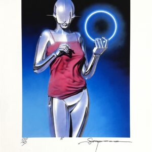 Hajime SORAYAMA (Né en 1947)  Girl with blue disk.