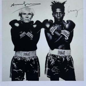 Andy WARHOL (1928-1987) et Jean-Michel BASQUIAT (1960-1988), D’Après.   Affiche offset représentant A.Warhol et J-M Basquiat réalisée en 1985 pour Everlast
