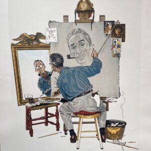 Norman ROCKWELL (1894-1978)  Study for triple self-portrait,1960. Lithographie en couleurs.