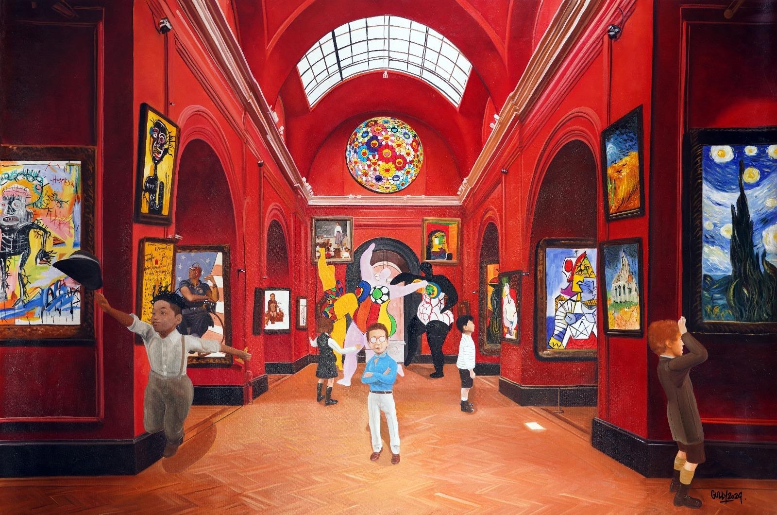 GULLY (Né en 1977) Jean-Michel, Niki, Norman,Pablo and Vincent meet Basquiat, Rockwell, Saint-Phalle, Murakami, Picasso and Van Gogh 1,2024.