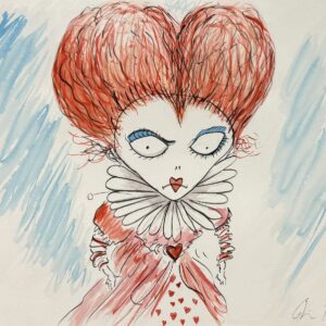 Tim BURTON (Né en 1958) , Attribué à. « Iracebeth of Crims » ou « la reine rouge »
