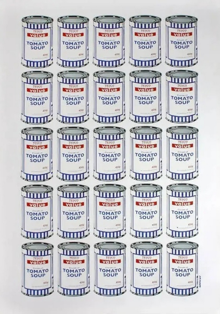 BANKSY (Né en 1974), d’Après Tesco Value Cream of Tomato Soup Cans Hommage à Andy Warhol, vers 2006.