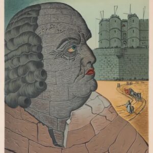 MAN RAY (Emmanuel RUDNITSKY, dit) (d'après)  Portrait imaginaire du marquis de Sade. 1970. Lithographie sur papier vélin.