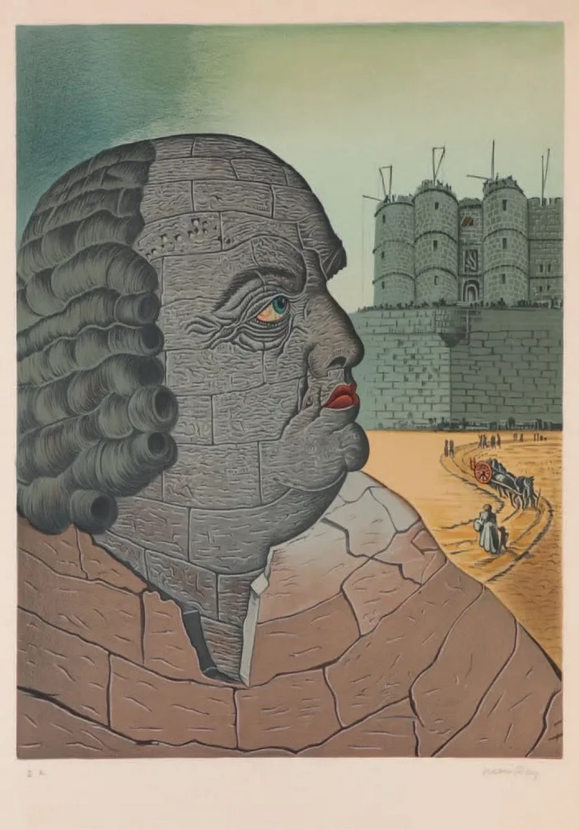 MAN RAY (Emmanuel RUDNITSKY, dit) (d'après) Portrait imaginaire du marquis de Sade. 1970. Lithographie sur papier vélin.