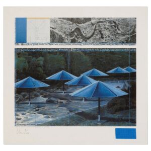 CHRISTO (1935-2020) ET JEANNE-CLAUDE (1935-2009)  Blue umbrella, Joint Project for Japan and USA 1991.