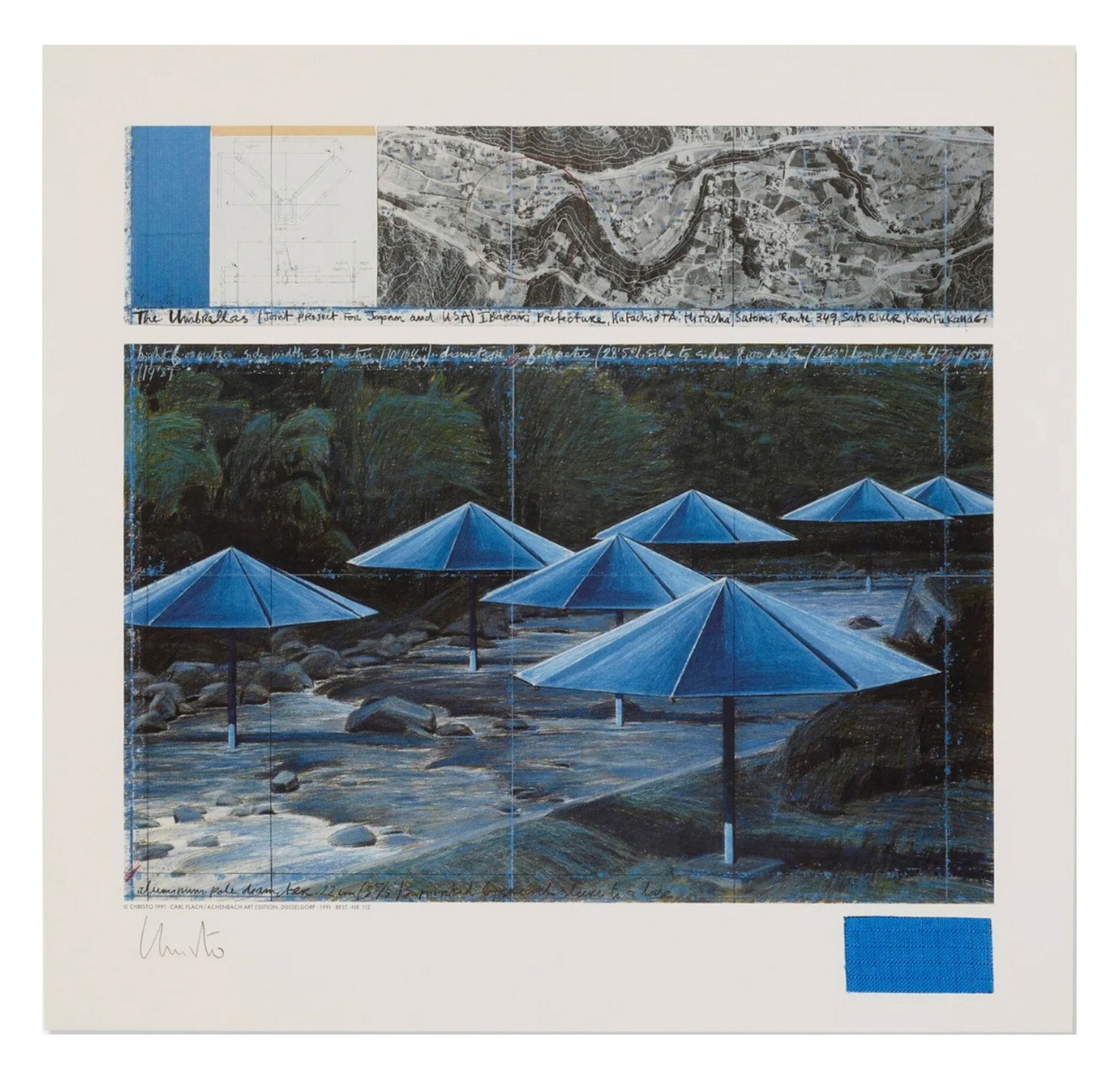 CHRISTO (1935-2020) ET JEANNE-CLAUDE (1935-2009) Blue umbrella, Joint Project for Japan and USA 1991.