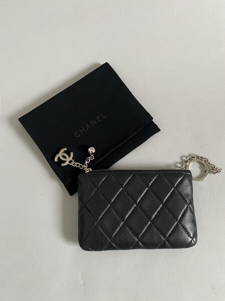 Chanel Black Quilted Leather CC ID Card Holder Chanel  TLC