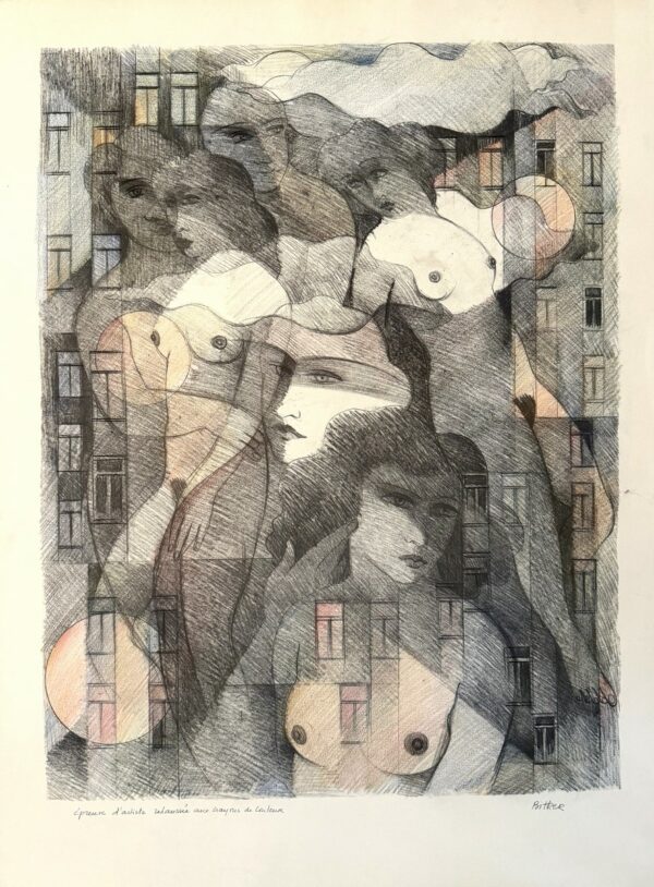 Colette BITKER (Né en 1929) Composition surréaliste