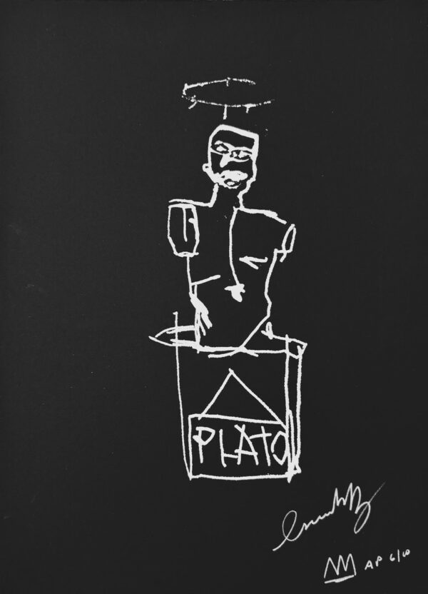 Jean-Michel BASQUIAT (1960-1988), d'après,   Standing Figure, c.1982. Lithographie sur papier BFK Rives. Signé, numéroté AP 6/10 au marqueur blanc et rehaussé d'un dessin de couronne au verso de la lithographie.