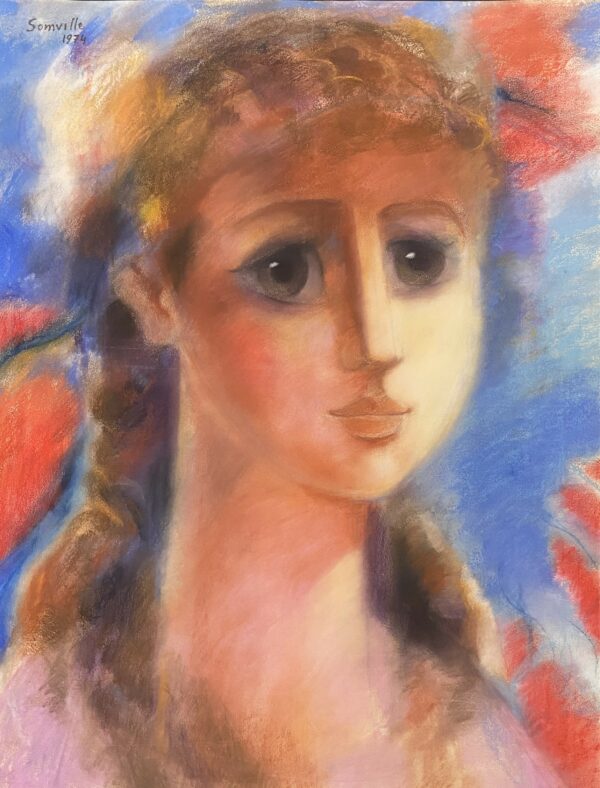 Roger SOMVILLE (1923-2014)  Visage de jeune fille,1974