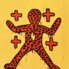 Keith HARING (1958-1990), Attribué à.  Personnage sur fond jaune, 1988.