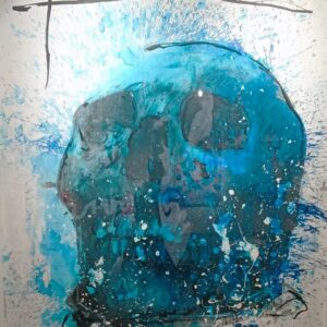 Philippe PASQUA (Né en 1965)  Blue skull, 2016.